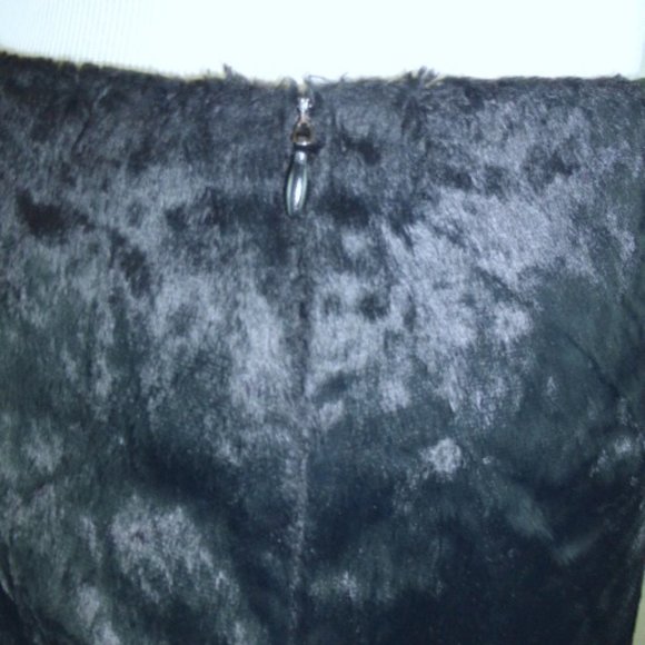 BLUMARINE ITALY BLACK FAUX FUR VELVETY PENCIL STRAIGHT SKIRT I40 M 4 6 - Picture 3 of 4